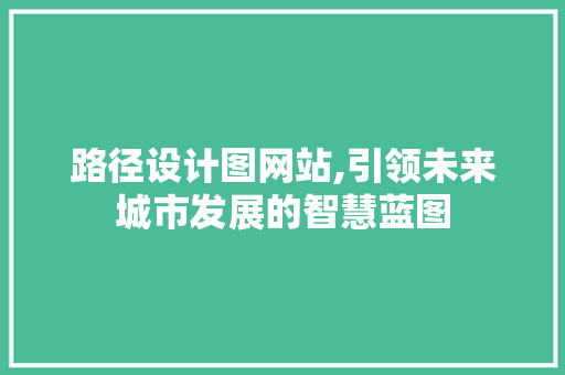 路径设计图网站,引领未来城市发展的智慧蓝图