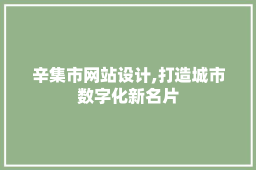 辛集市网站设计,打造城市数字化新名片