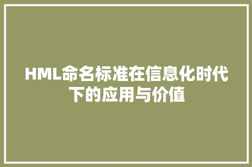 HML命名标准在信息化时代下的应用与价值