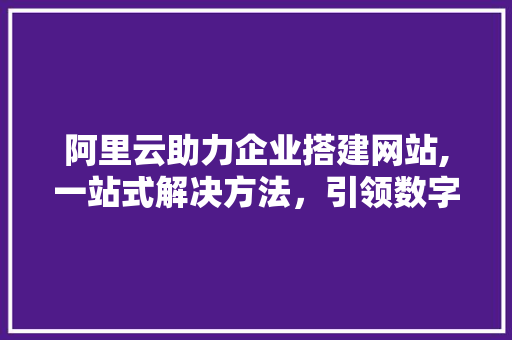 阿里云助力企业搭建网站,一站式解决方法，引领数字时代潮流