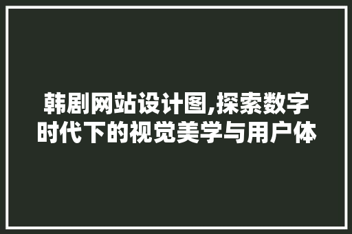 韩剧网站设计图,探索数字时代下的视觉美学与用户体验
