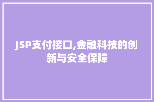 JSP支付接口,金融科技的创新与安全保障