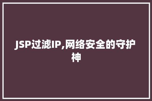 JSP过滤IP,网络安全的守护神