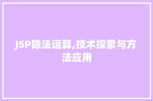 JSP除法运算,技术探索与方法应用
