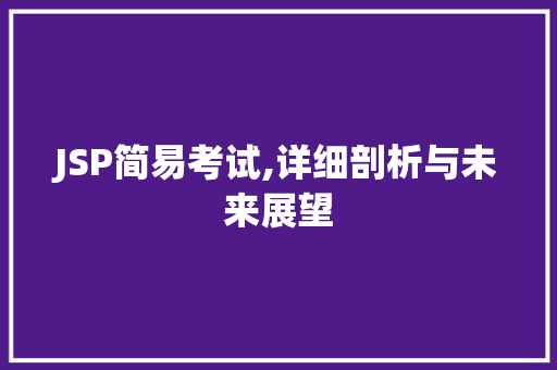 JSP简易考试,详细剖析与未来展望