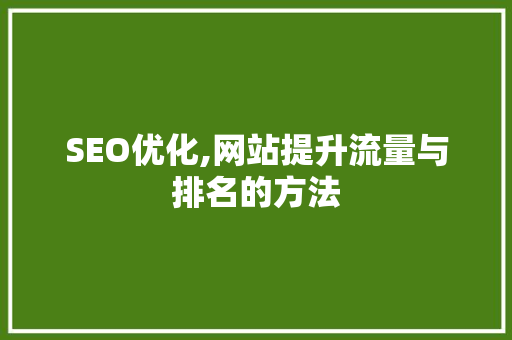 SEO优化,网站提升流量与排名的方法 SEO优化,网站提升流量与排名的方法 seo技术