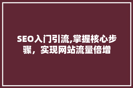 SEO入门引流,掌握核心步骤，实现网站流量倍增 SEO入门引流,掌握核心步骤，实现网站流量倍增 网站优化