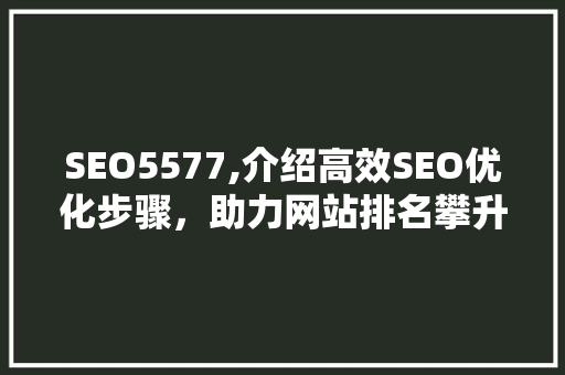 SEO5577,介绍高效SEO优化步骤，助力网站排名攀升 SEO5577,介绍高效SEO优化步骤，助力网站排名攀升 小程序开发