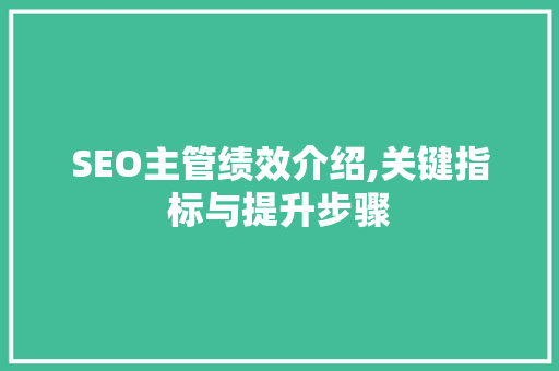SEO主管绩效介绍,关键指标与提升步骤