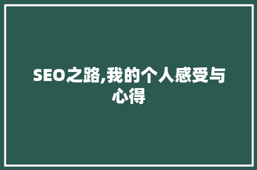 SEO之路,我的个人感受与心得