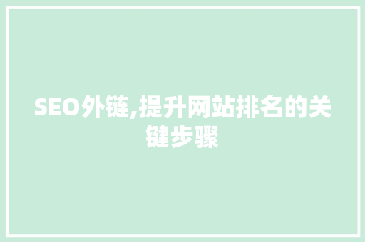 SEO外链,提升网站排名的关键步骤