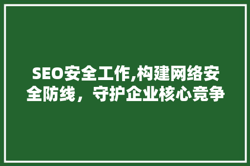 SEO安全工作,构建网络安全防线，守护企业核心竞争力