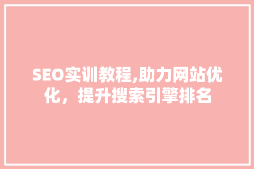 SEO实训教程,助力网站优化，提升搜索引擎排名