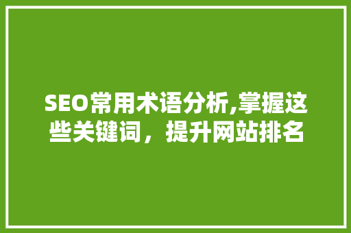 SEO常用术语分析,掌握这些关键词，提升网站排名