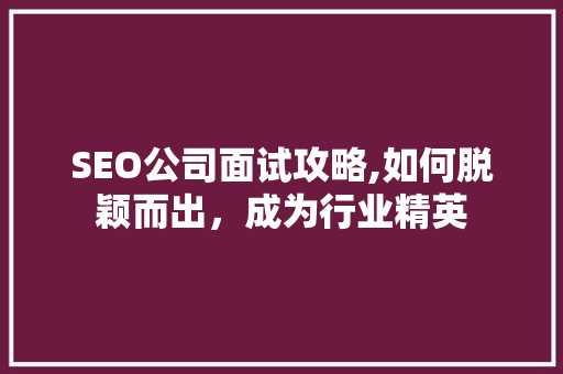 SEO公司面试攻略,如何脱颖而出，成为行业精英 SEO公司面试攻略,如何脱颖而出，成为行业精英 AI技术学习