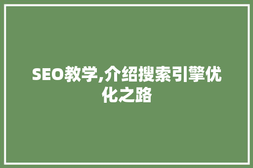 SEO教学,介绍搜索引擎优化之路 SEO教学,介绍搜索引擎优化之路 百度算法