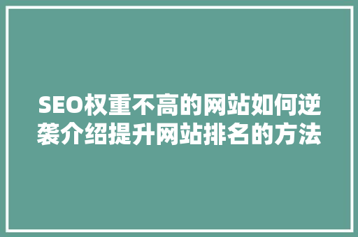 SEO权重不高的网站如何逆袭介绍提升网站排名的方法
