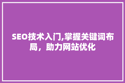 SEO技术入门,掌握关键词布局，助力网站优化 SEO技术入门,掌握关键词布局，助力网站优化 网站优化