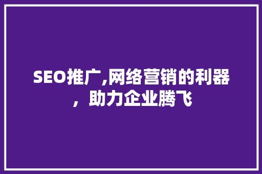 SEO推广,网络营销的利器，助力企业腾飞