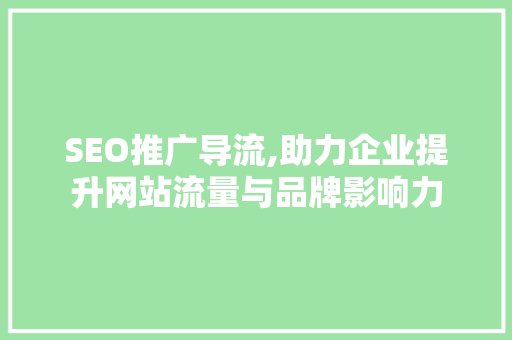 SEO推广导流,助力企业提升网站流量与品牌影响力