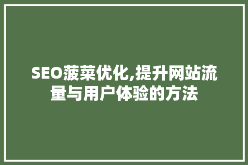SEO菠菜优化,提升网站流量与用户体验的方法 SEO菠菜优化,提升网站流量与用户体验的方法 网站开发