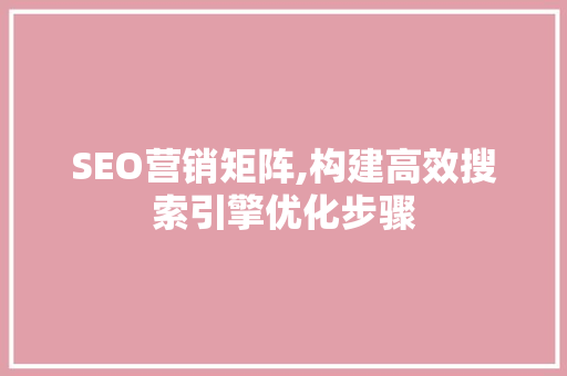SEO营销矩阵,构建高效搜索引擎优化步骤