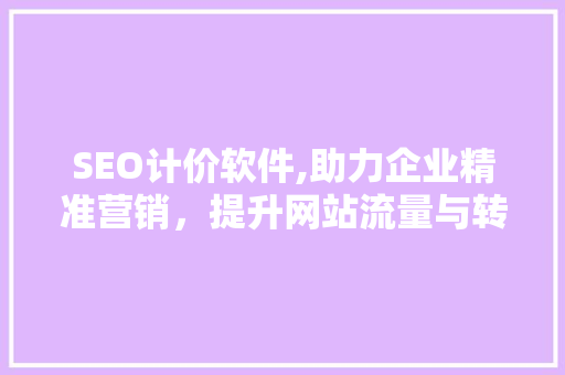 SEO计价软件,助力企业精准营销，提升网站流量与转化率