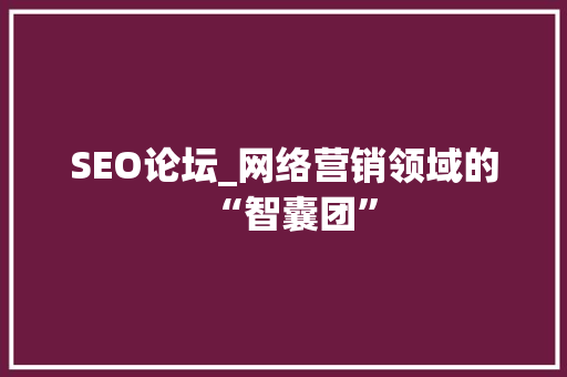 SEO论坛_网络营销领域的“智囊团” SEO论坛_网络营销领域的“智囊团” 小程序开发