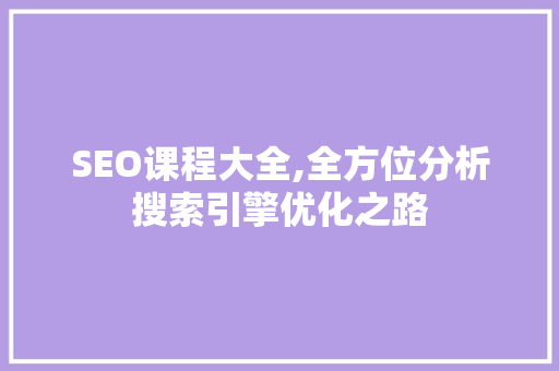 SEO课程大全,全方位分析搜索引擎优化之路