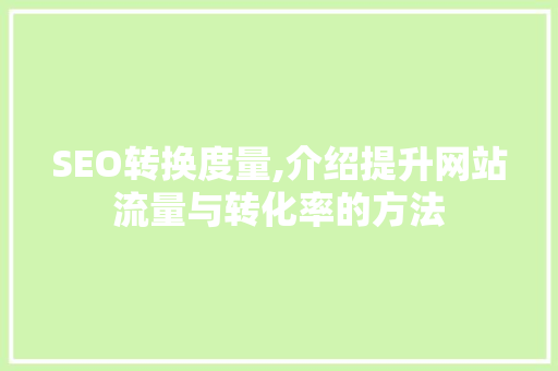 SEO转换度量,介绍提升网站流量与转化率的方法