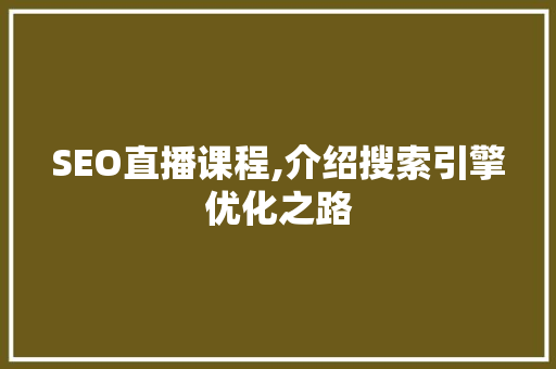 SEO直播课程,介绍搜索引擎优化之路 SEO直播课程,介绍搜索引擎优化之路 头条优化