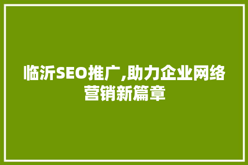 临沂SEO推广,助力企业网络营销新篇章