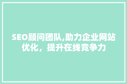 SEO顾问团队,助力企业网站优化，提升在线竞争力