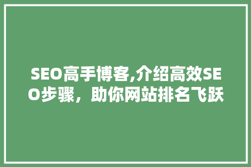 SEO高手博客,介绍高效SEO步骤，助你网站排名飞跃！ SEO高手博客,介绍高效SEO步骤，助你网站排名飞跃！ 网站优化
