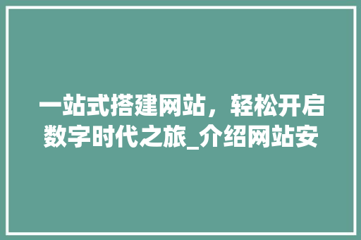一站式搭建网站，轻松开启数字时代之旅_介绍网站安装包的神奇魅力