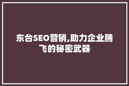 东台SEO营销,助力企业腾飞的秘密武器 东台SEO营销,助力企业腾飞的秘密武器 百度算法