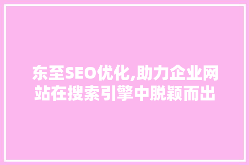 东至SEO优化,助力企业网站在搜索引擎中脱颖而出