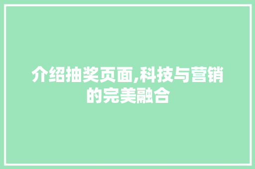 介绍抽奖页面,科技与营销的完美融合