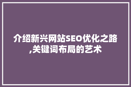 介绍新兴网站SEO优化之路,关键词布局的艺术 介绍新兴网站SEO优化之路,关键词布局的艺术 网站开发