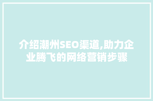 介绍潮州SEO渠道,助力企业腾飞的网络营销步骤