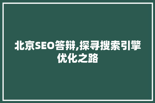 北京SEO答辩,探寻搜索引擎优化之路 北京SEO答辩,探寻搜索引擎优化之路 小程序开发