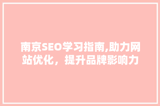 南京SEO学习指南,助力网站优化，提升品牌影响力