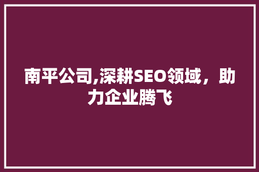 南平公司,深耕SEO领域，助力企业腾飞 南平公司,深耕SEO领域，助力企业腾飞 网站开发