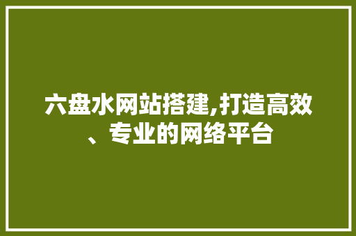 六盘水网站搭建,打造高效、专业的网络平台 六盘水网站搭建,打造高效、专业的网络平台 网站开发