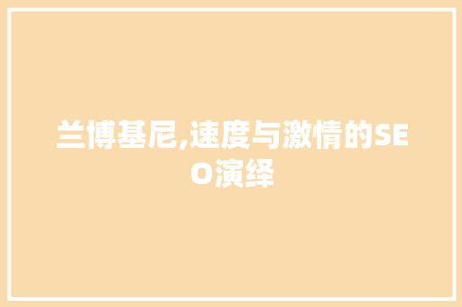 兰博基尼,速度与激情的SEO演绎