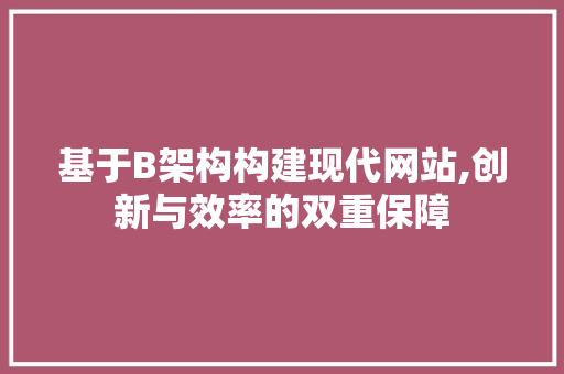 基于B架构构建现代网站,创新与效率的双重保障