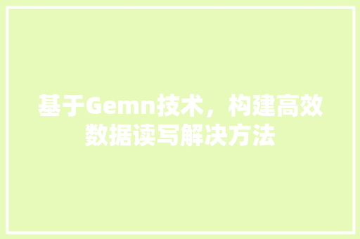 基于Gemn技术，构建高效数据读写解决方法 seo技术