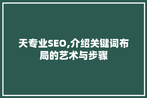 天专业SEO,介绍关键词布局的艺术与步骤 天专业SEO,介绍关键词布局的艺术与步骤 网站开发