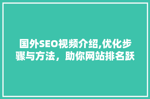 国外SEO视频介绍,优化步骤与方法，助你网站排名跃升！