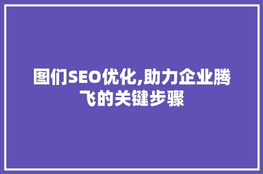 图们SEO优化,助力企业腾飞的关键步骤 图们SEO优化,助力企业腾飞的关键步骤 英文谷歌算法